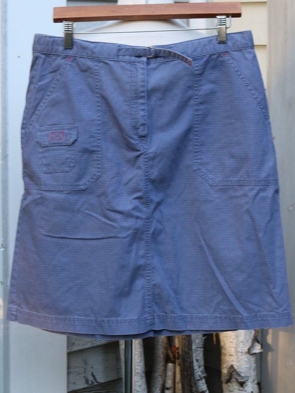 LL Bean Blue Coolmax Cotton Blend Multi Pocket Utility Skirt Sz 14 Reg